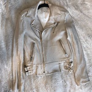 IRO Heleny Light Gray Sequin Moto Jacket 😎